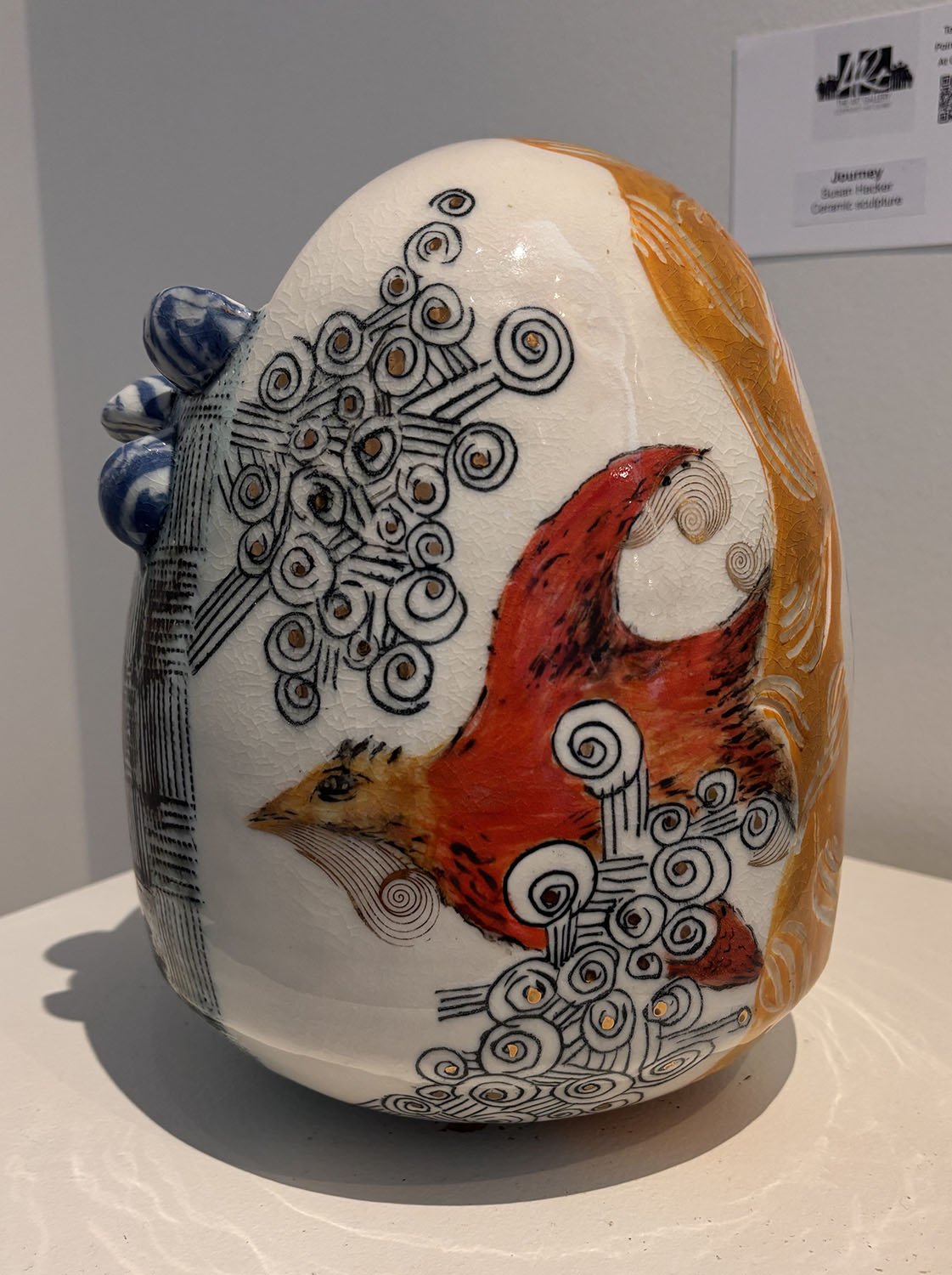 "Journey" by Susan Hacker. Ceramic sculpture.  $325.
