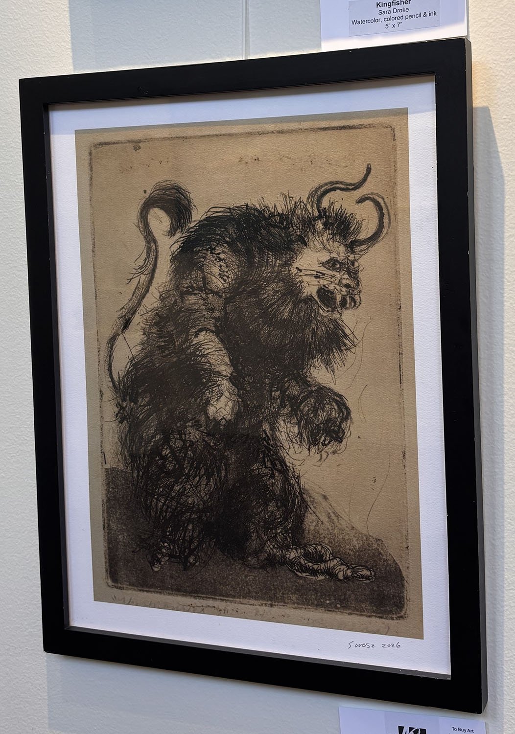 "Me Without My Coffee" by Susan Orosz. Framed etching print, 13” x 17”. $60. Unframed prints: $15.
