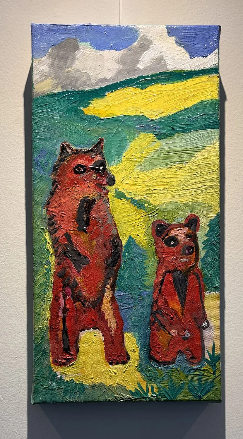 "Two Bears" by Janet Borders. Oil on canvas, 8” x 16”.   $199.