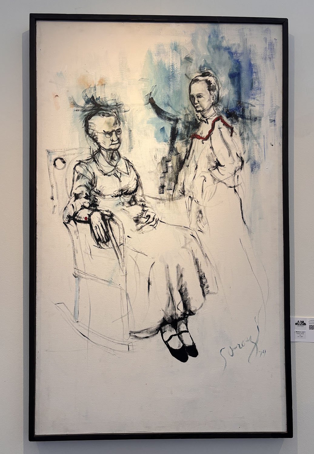 "Mother and I" by Susan Orosz. Oil. 31” x 49”. Original is Not For Sale. Framed 12”x16” print: $250.  Unframed 12”x17” print: $35.