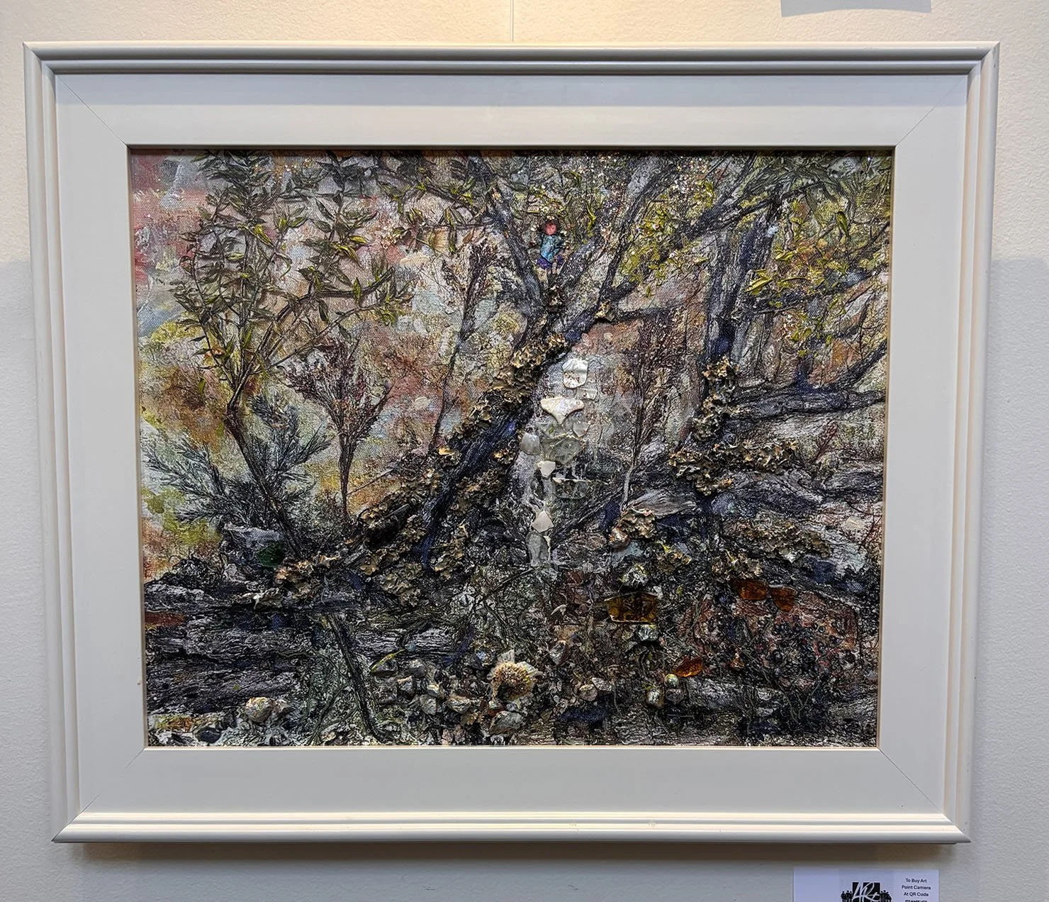 "A Good Tree to Climb, Scene 3" by Susan Orosz. Mixed media, 25” x 20”. $450.