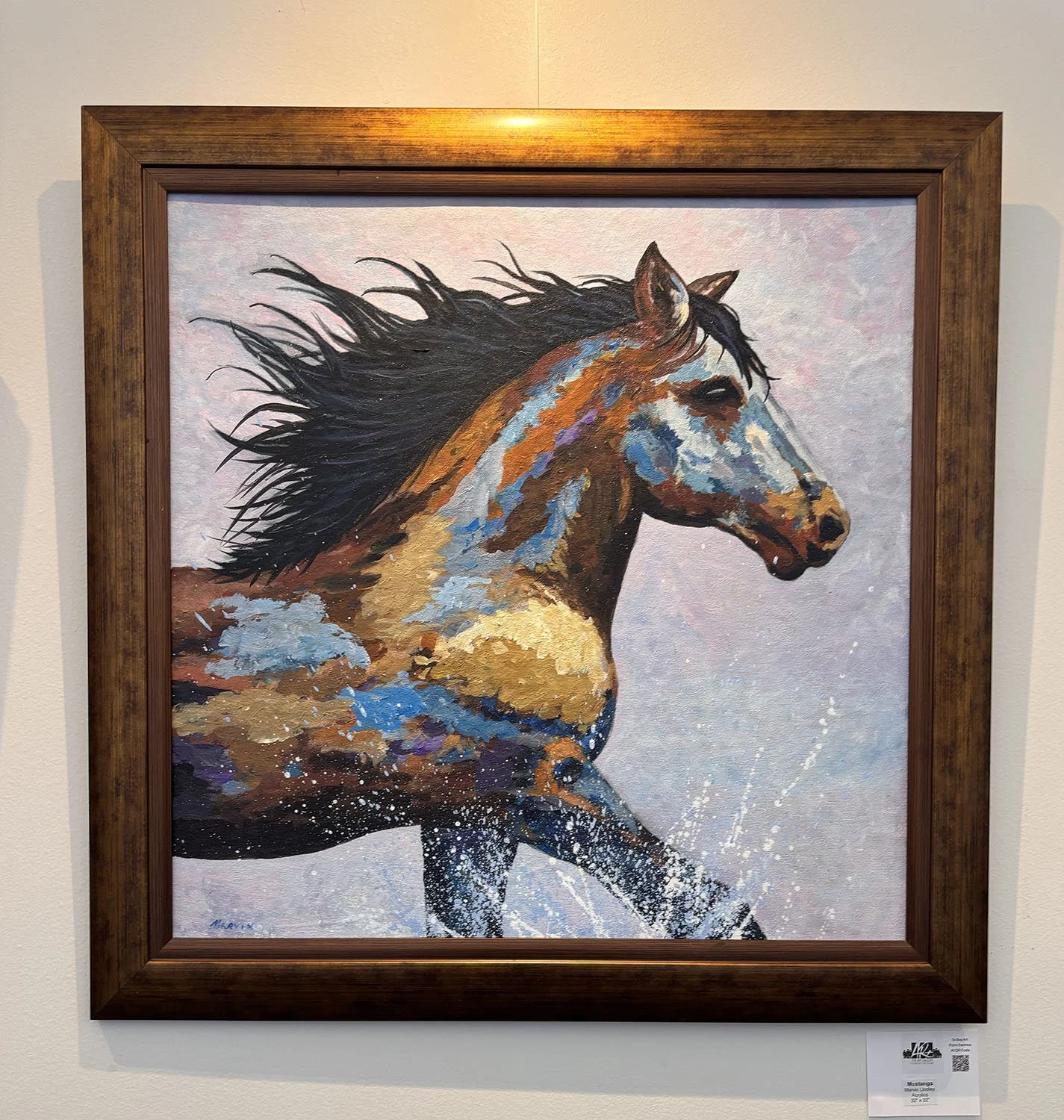 "Mustango" by Marvin Lindley.  Acrylics, 32” x 32”.  $1,200.