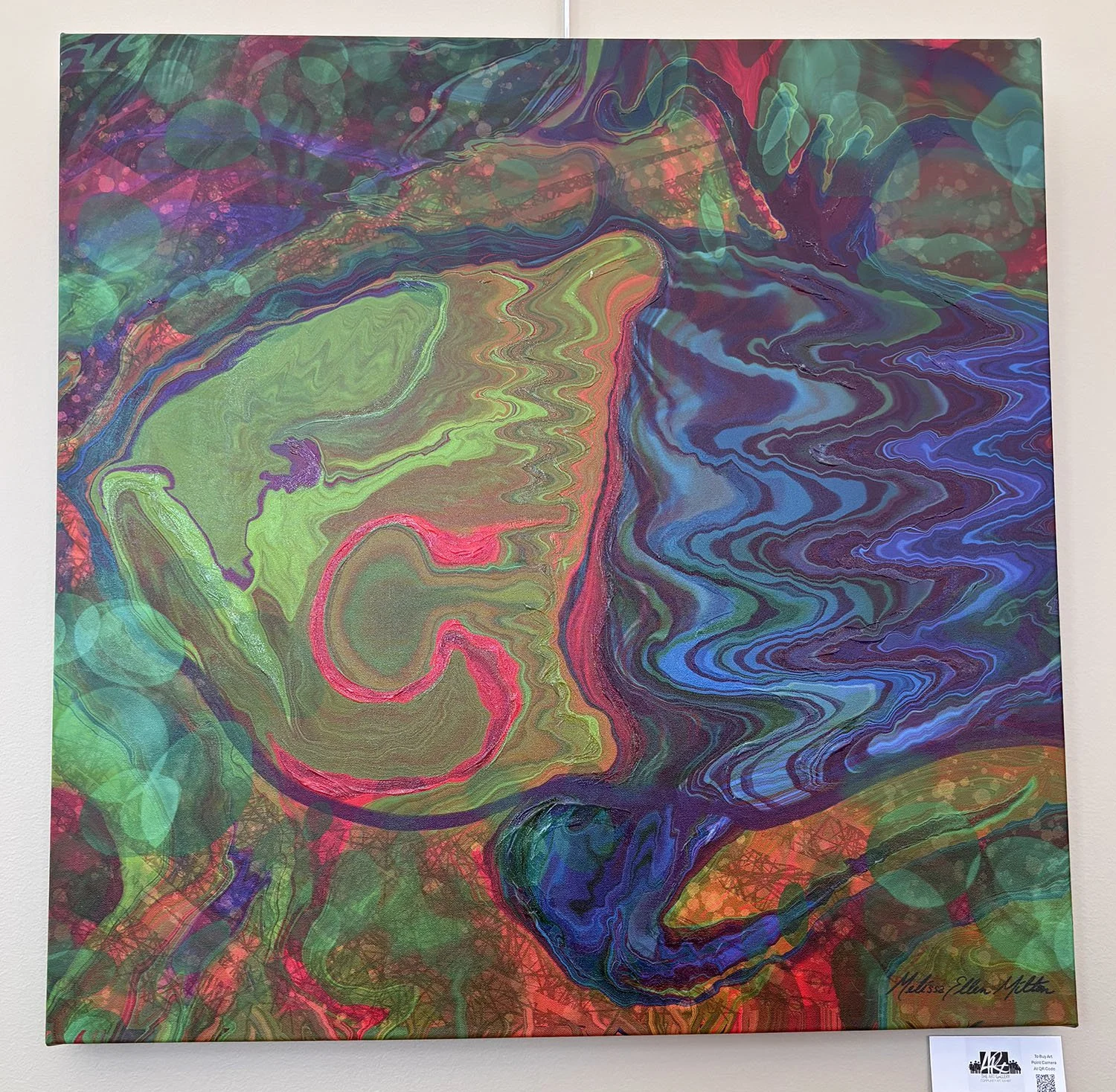 Big Fish, Small Pond;
created by Melissa Milton,
Hand Drawn digital art on canvas,
30” x 30”,
$300