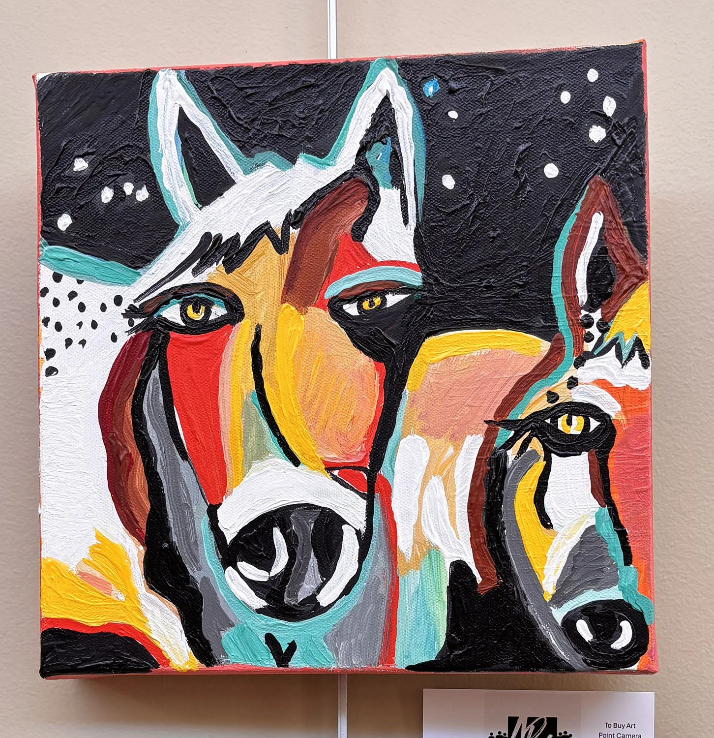 Mule and Horse,
created by Janet Borders,
Acrylic on canvas,
10” x 10”,
$179