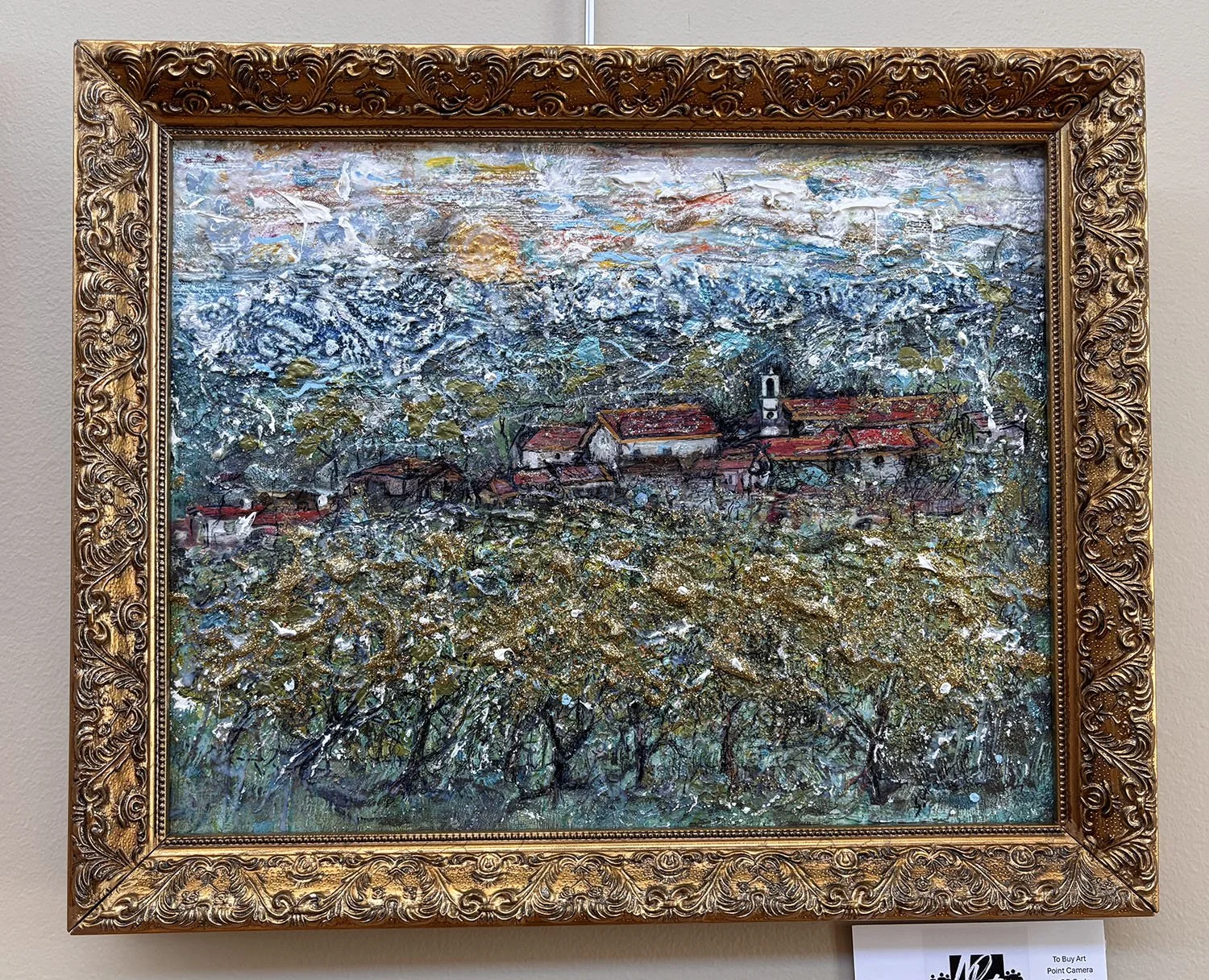 Olive Grove at Sao Miguel do Mato,
created by Susan Orosz,
Mixed Media,
16” x 14”,
$448. 
Framed print,
17" x 13",
$60.
Unframed print,
17" x 13",
$20.