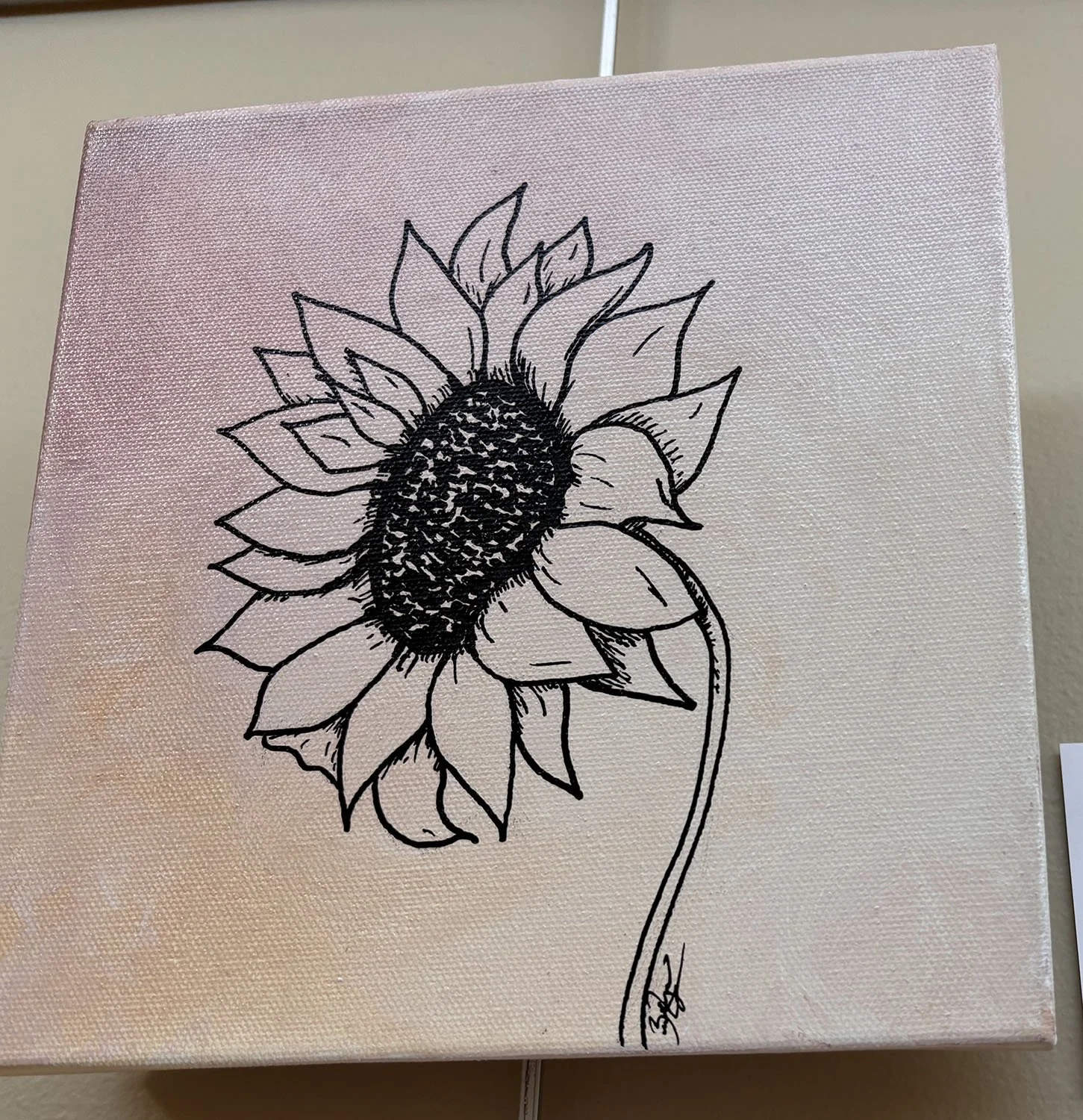 Sunflower,
created by Bailey Lankford,
Acrylic,
8”x8”,
$40
