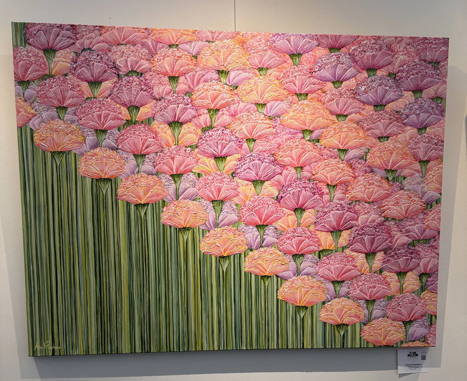 "Flowers for My Mother" by Ana Karen Pacheco.  Acrylic on canvas,  60” x 48”. Not for sale.