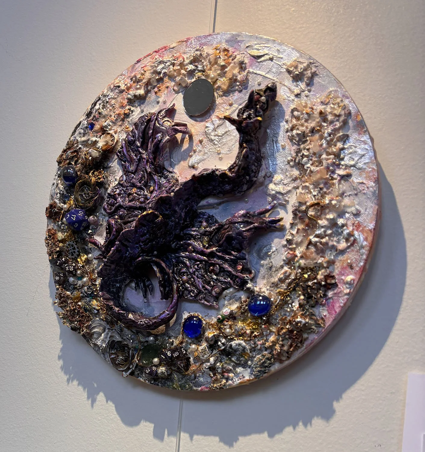 'The Lair of the Amethyst Dragon" by Susan Orosz. Mixed Media. 12” x 12”.  $95. 8” x 8” print: $15. 