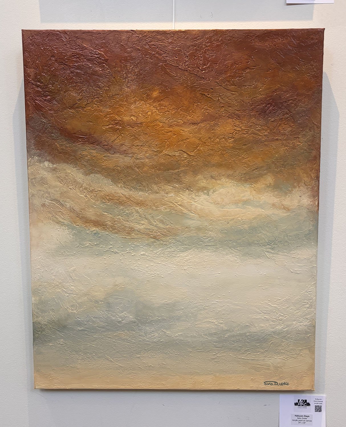 "Halcyon Days" by Sara Droke. Acrylic paint on canvas, 24” x 30”.  $540. 