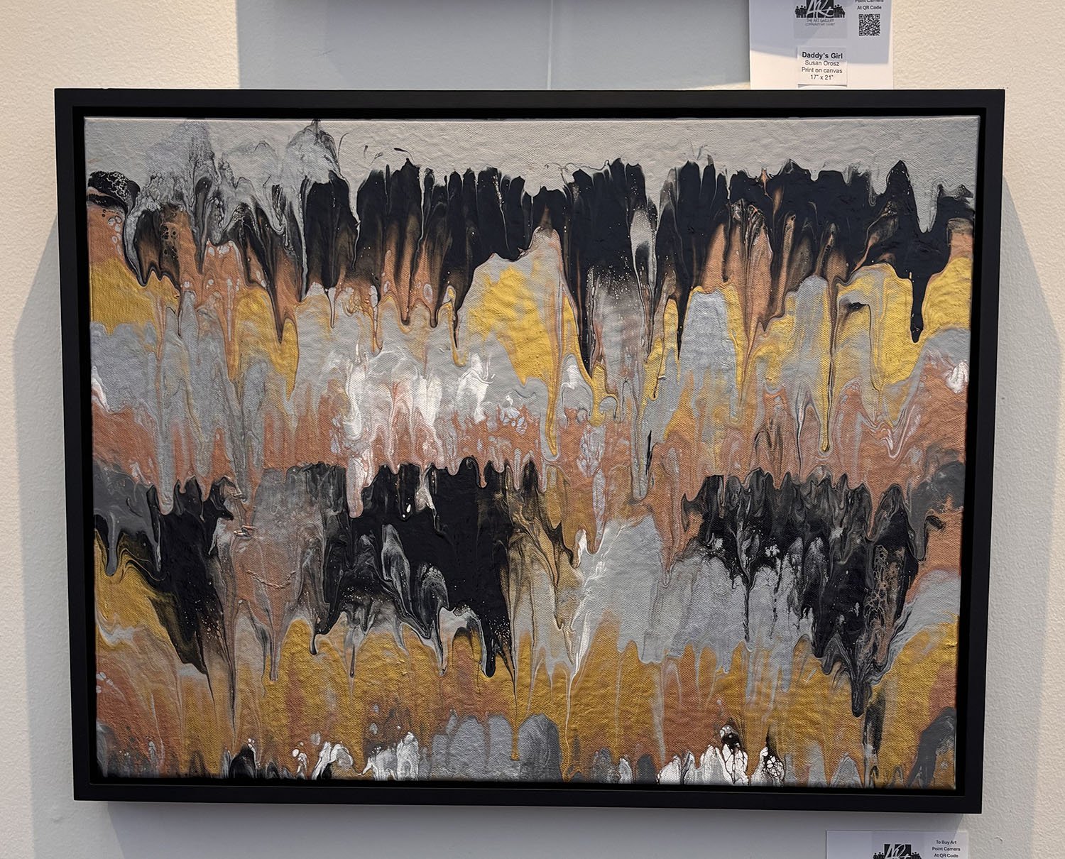 "Molten Horizon" by Eden Moore. Fluid acrylic paint, 18” x 24”.  $225.