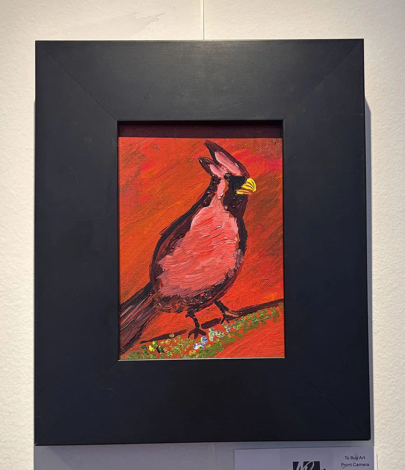 "July Cardinal" by Janet Borders. Acrylic on canvas, 9” x 12”.  $99.