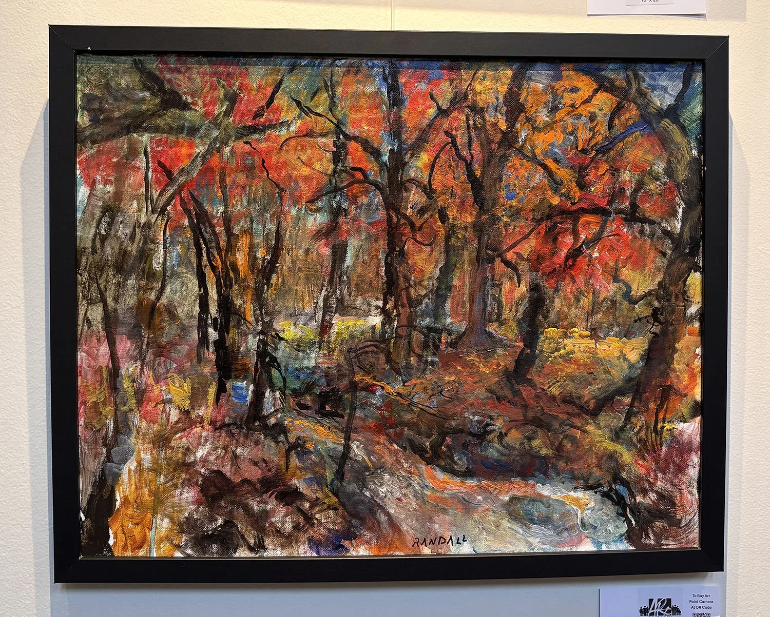 "Fall Forest" by Doug Randall.  Acrylic on canvas.  16” x 20”.  $500.