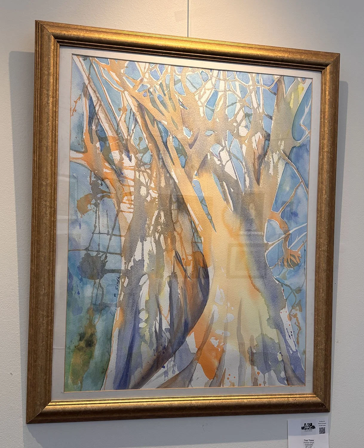 "Two Trees" by Patricia Singh. Watercolor, 
29” x 22”.  $574.