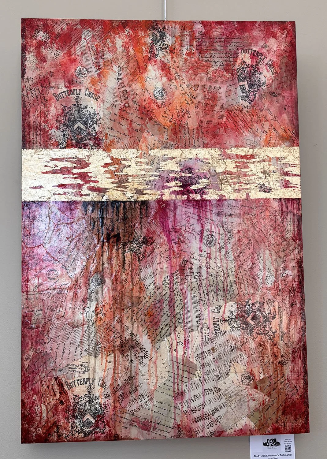 The French Lieutenant’s Testimonial,
created by Shari Short,
Mixed Media and Acrylics on Hardboard,
24” x 36”,
$500
