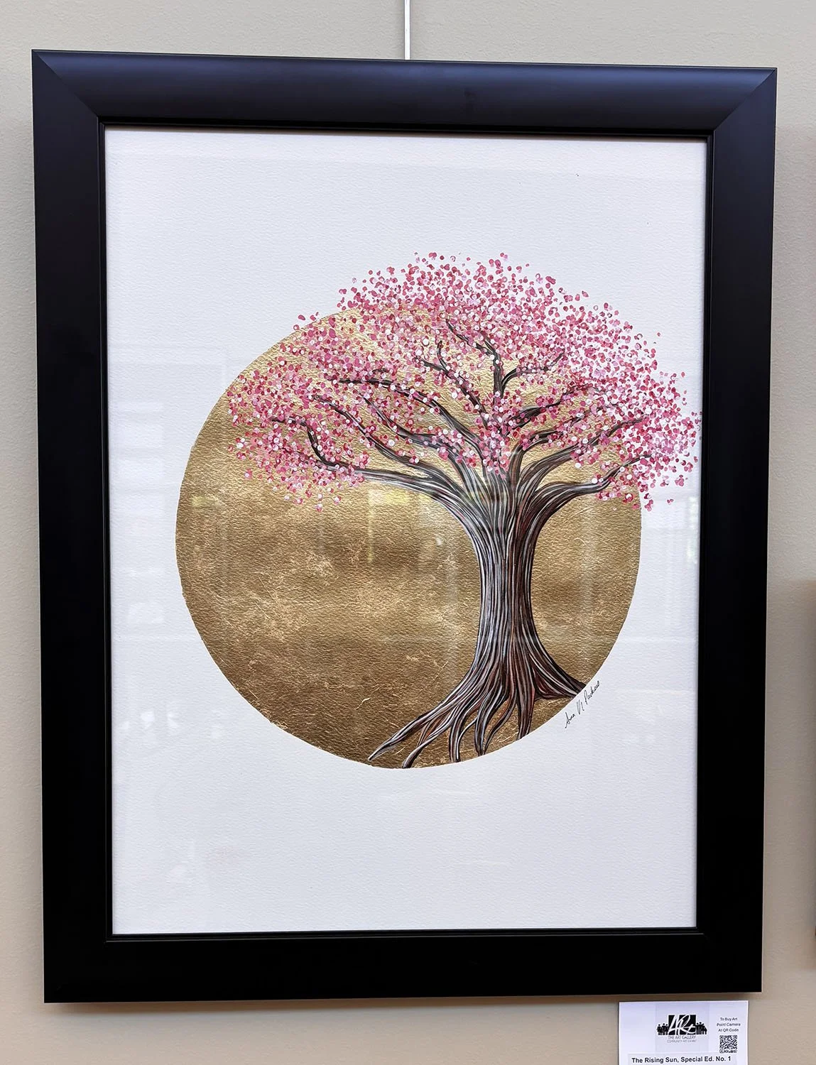 The Rising Sun, Special Ed. No. 1,
created by Ana Karen Pacheco,
Acrylic and Gold Leaf on paper,
18” x 24”,
$400