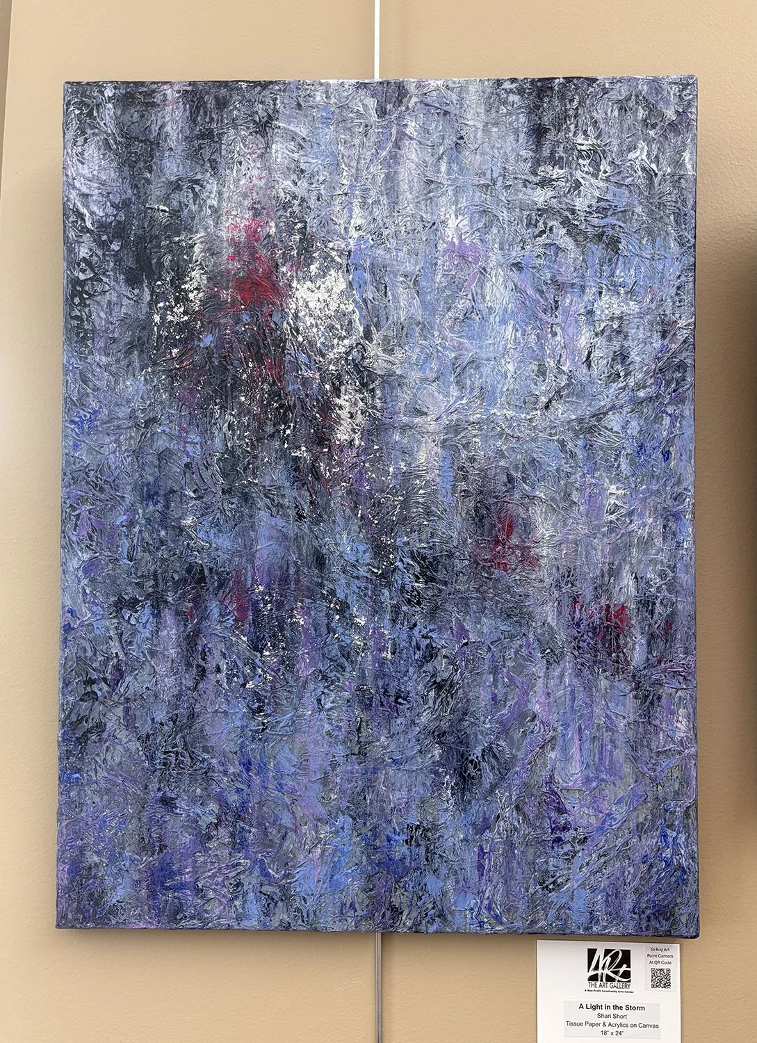 A Light in the Storm,
Shari Short.
Tissue Paper & Acrylics on Canvas,
18” x 24”,



$150.


