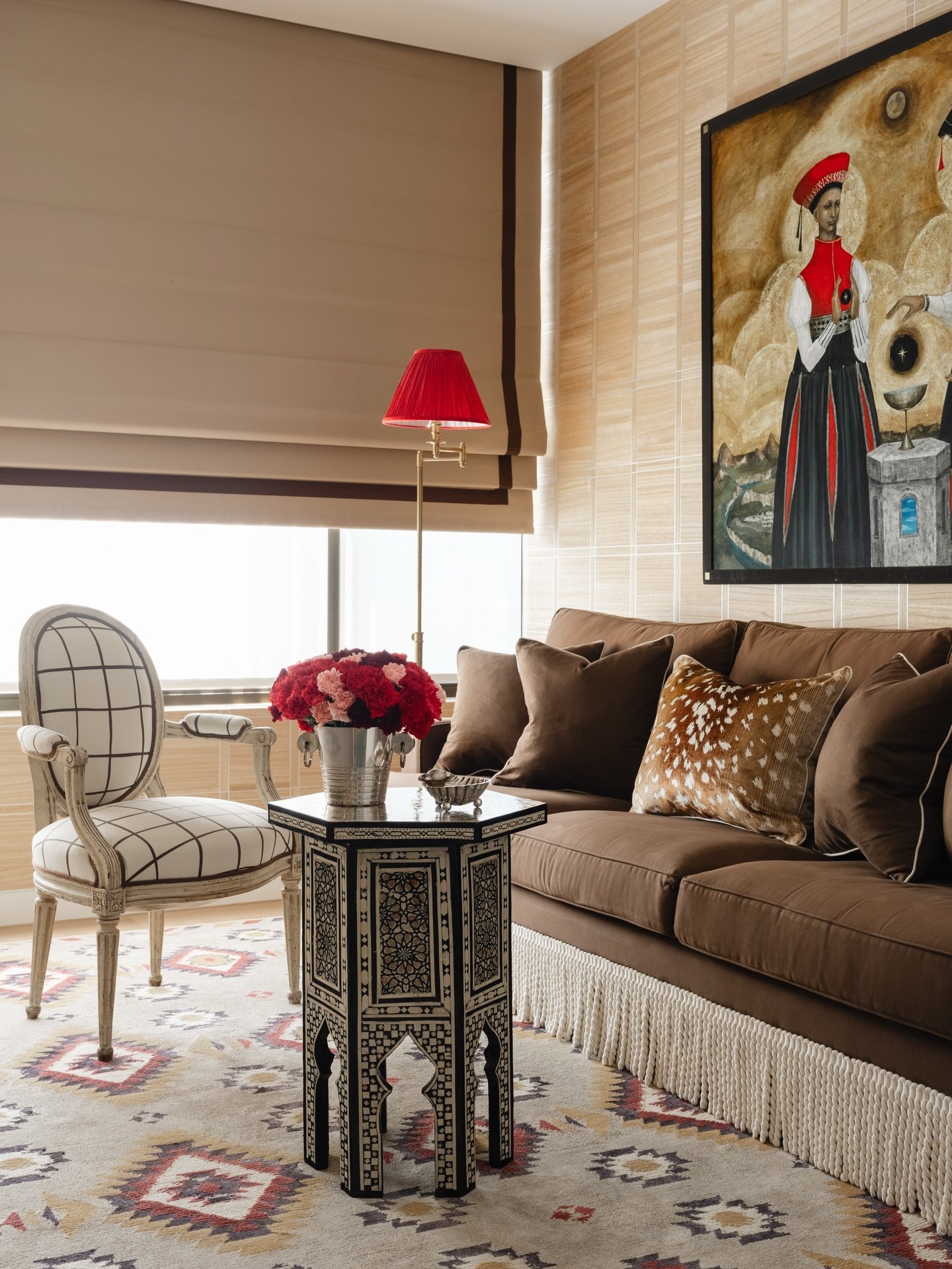 A recently completed media room from a project at New Farm. What this room lacks in size it makes up for in its feel of individuality and cosiness. It really all started with that fabulous painting my clients always owned. I always love having someth