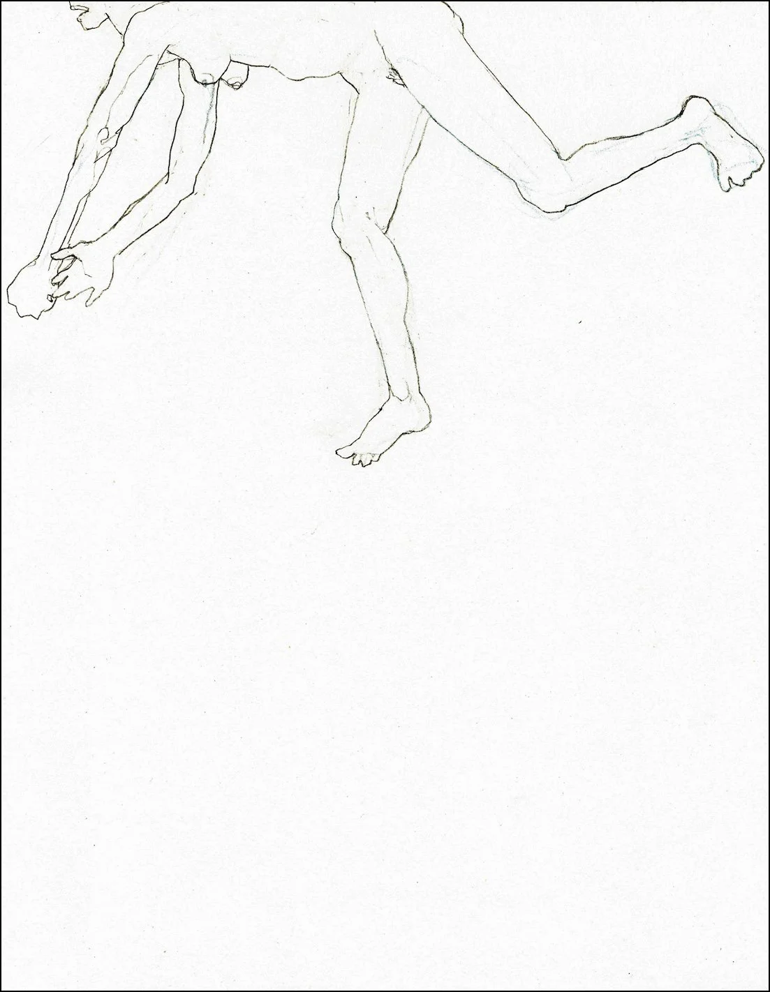 Furies [I-a] (2025), graphite and blue pencil on paper, 11 5/8 x 9 inches