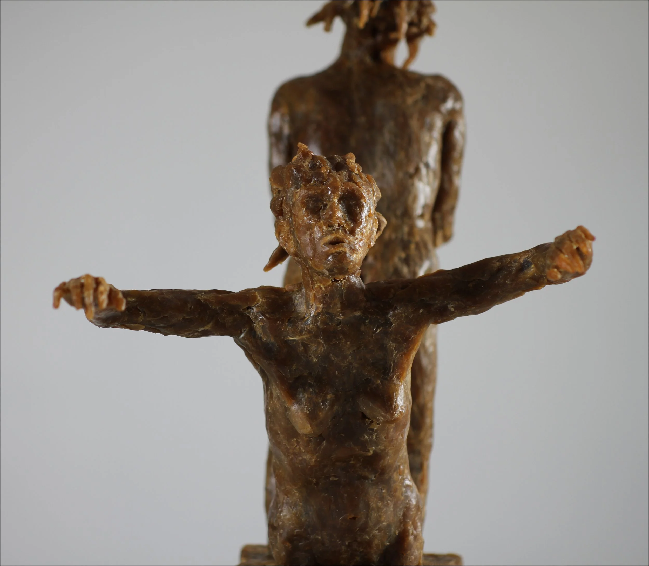 Two Furies [I, detail] (2026), microcrystalline wax, 18 ¼ x 10 ½ x 19 3/8 inches