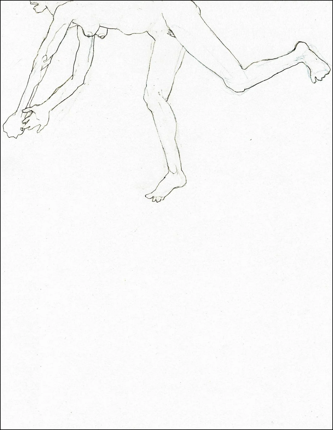 Furies [I-a] (2025), graphite and blue pencil on paper, 11 5/8 x 9 inches