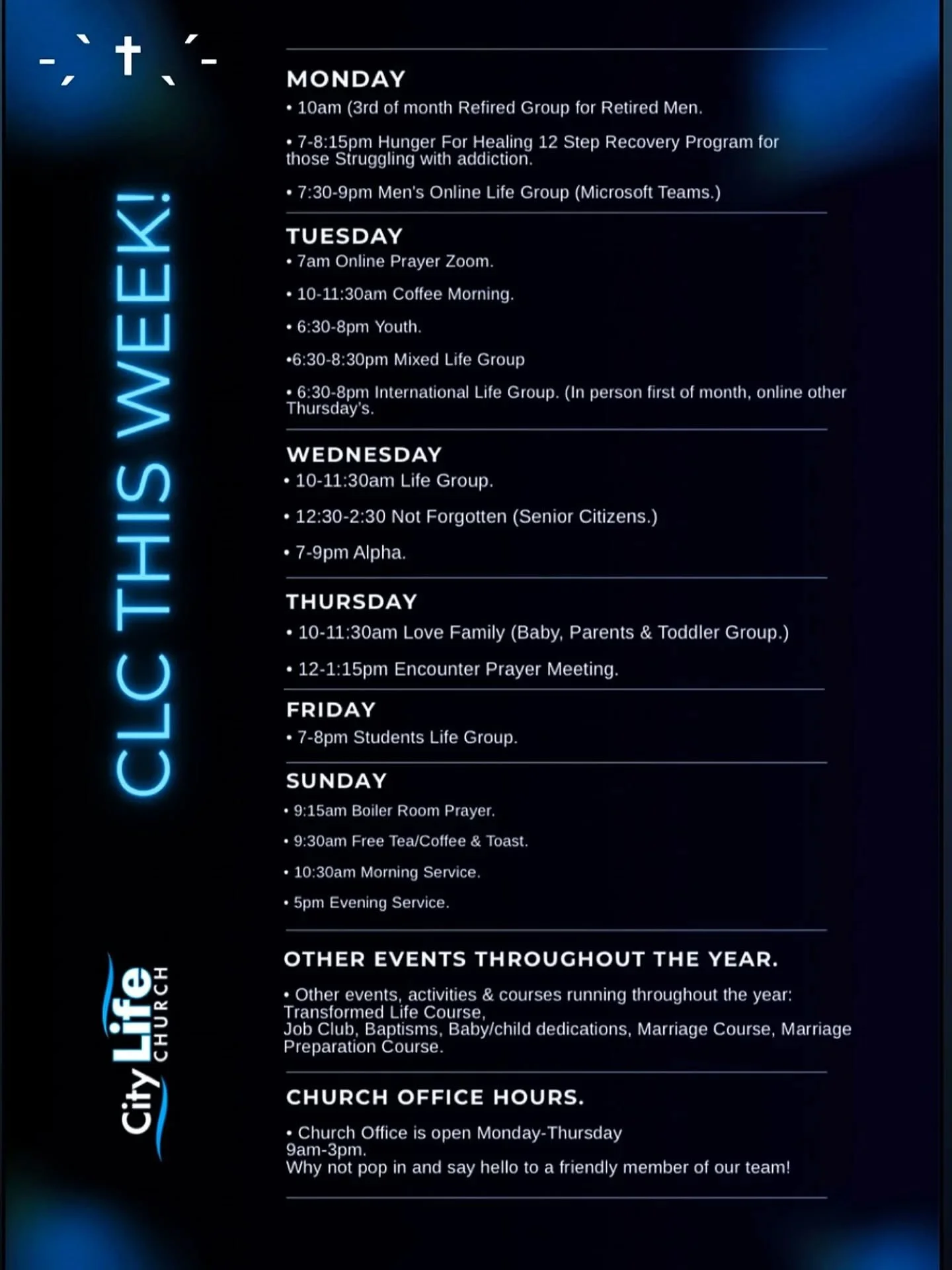 🗓 What&rsquo;s on at City Life Church this week? 

#CityLifeChurch #Portsmouth #Hampshire #ComeAsYouAre