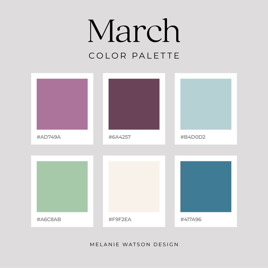 The assumption may be that I would choose a bunch of greens for this month because of St. Patrick&rsquo;s Day. But I wasn&rsquo;t feeling the vibrant, almost garish, greens of the holiday. So instead I chose to go with a muted Spring-ish color palett