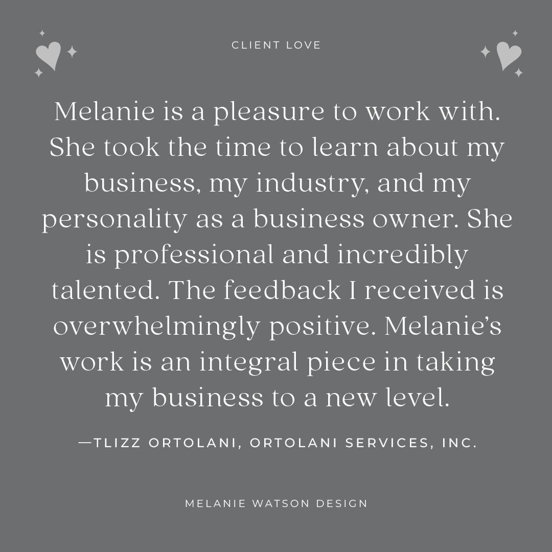 &ldquo;Melanie is a pleasure to work with. She took the time to learn about my business, my industry, and my personality as a business owner. She is professional and incredibly talented. The feedback I received is overwhelmingly positive. Melanie&rsq