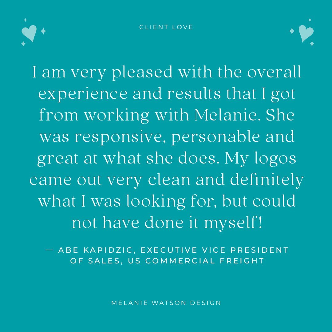 &ldquo;I am very pleased with the overall experience and results that I got from working with Melanie. She was responsive, personable, and great at what she does. My logos came out very clean and definitely what I was looking for, but could not have 