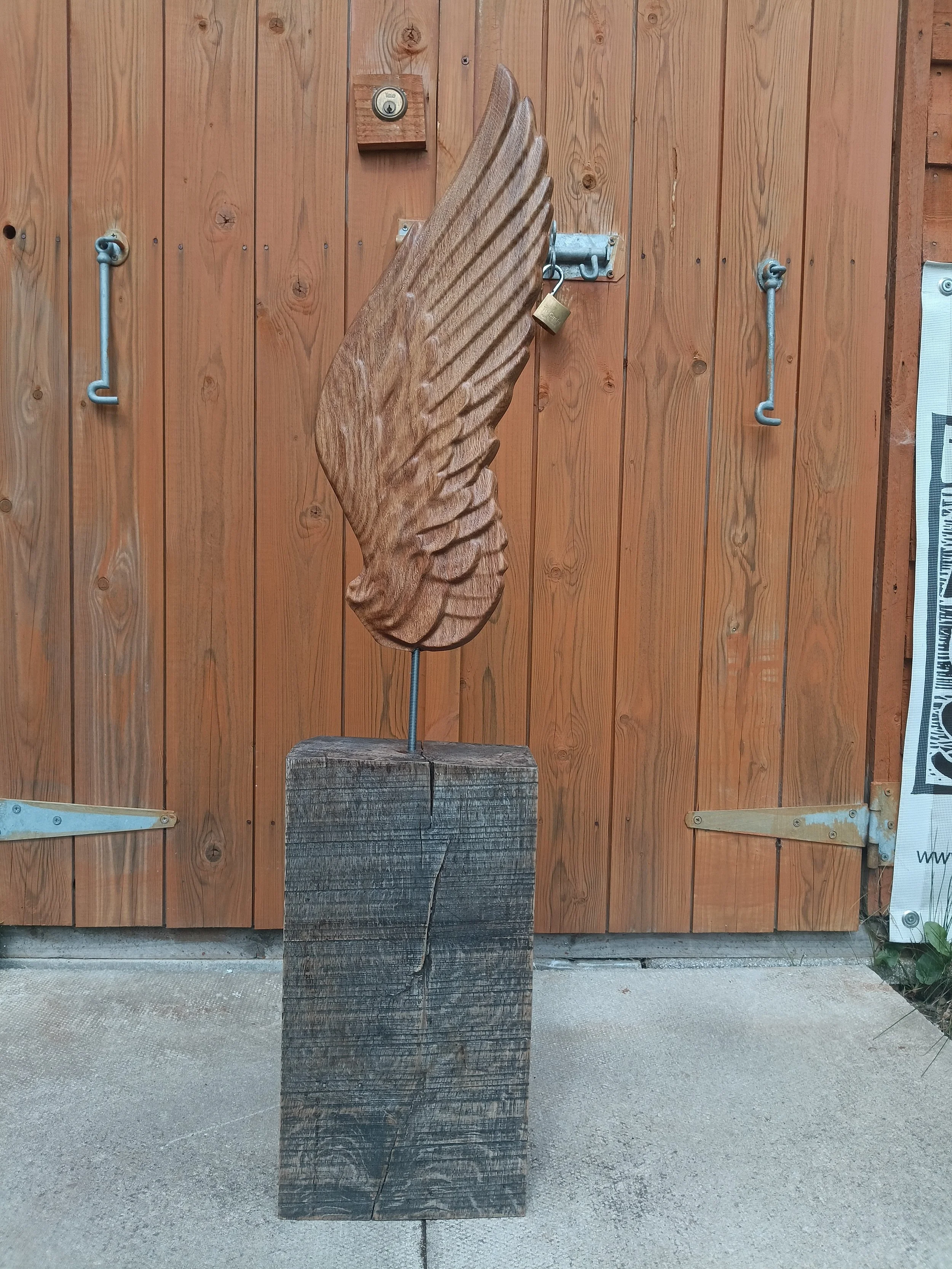 "Oak Angel Wing Sculpture"