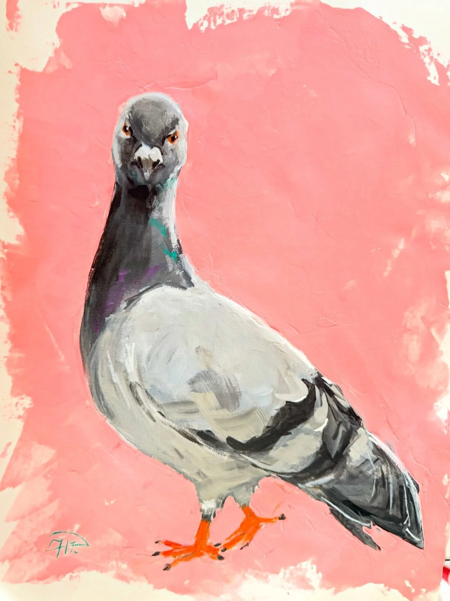 I adore pigeons.
One day I hope to care for my own little flock, but for now I&rsquo;ll just paint them!

This piece sold at Cat Fest back in March 🪶
.
.
.
#pigeon #pigeonart