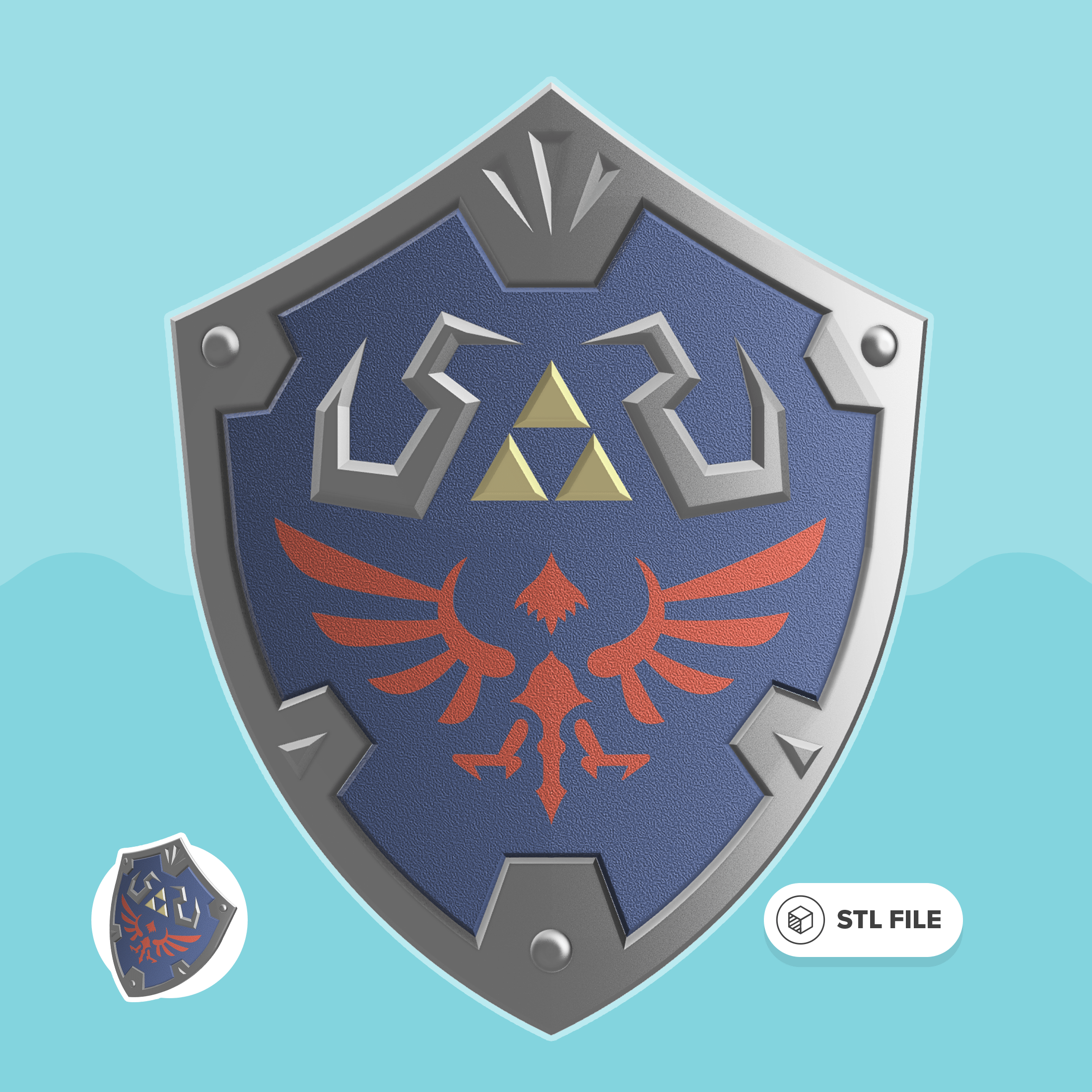hylian shield stl 3D render