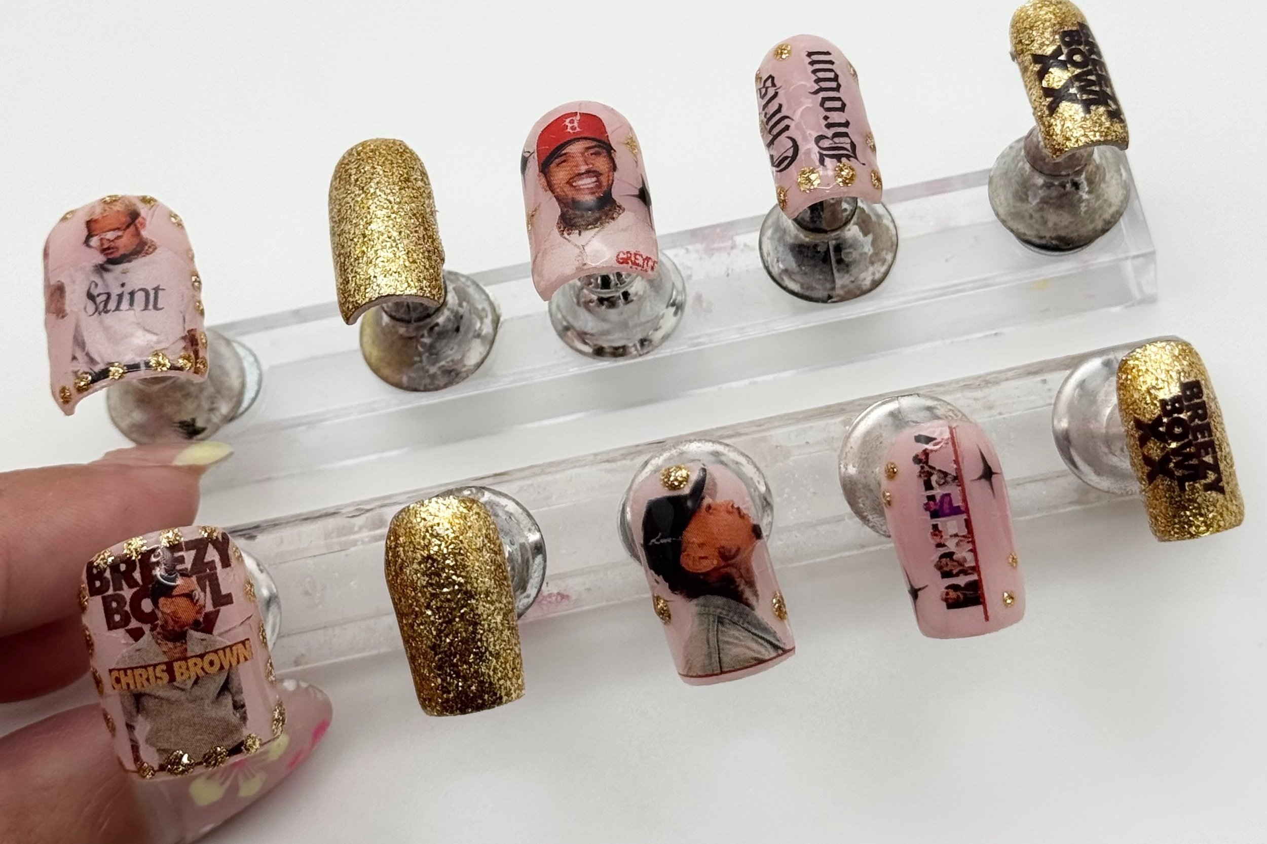 Chris Brown Breezy Bowl XX World Tour custom press-on nails