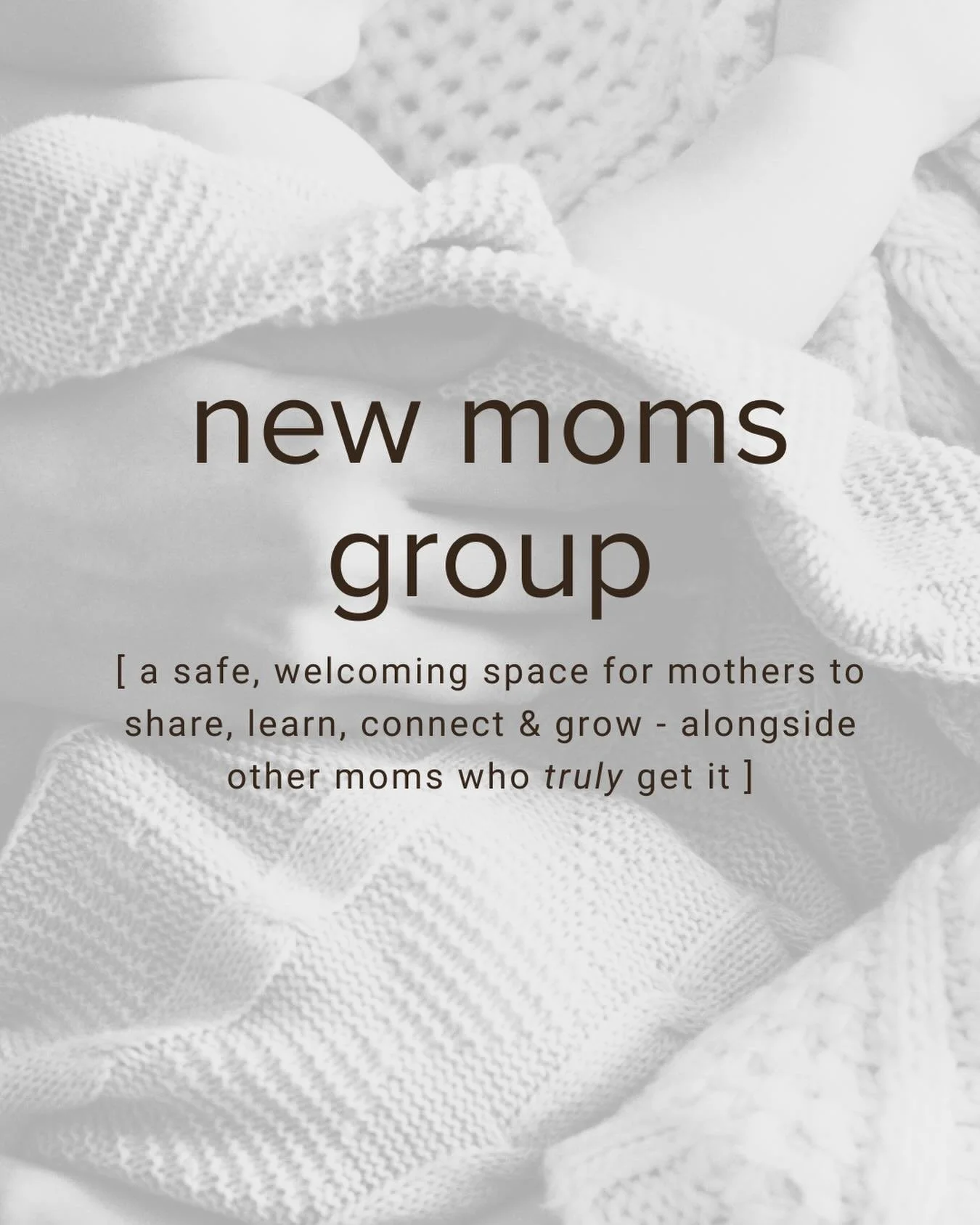 Registration is now open for our May/June &ldquo;New Moms Group&rdquo;! ✨🤍

Join us for a 4-week counselling group for new moms, led by Registered Clinical Counsellor Janelle Cohos. This group is designed to offer a supportive place for new moms to 