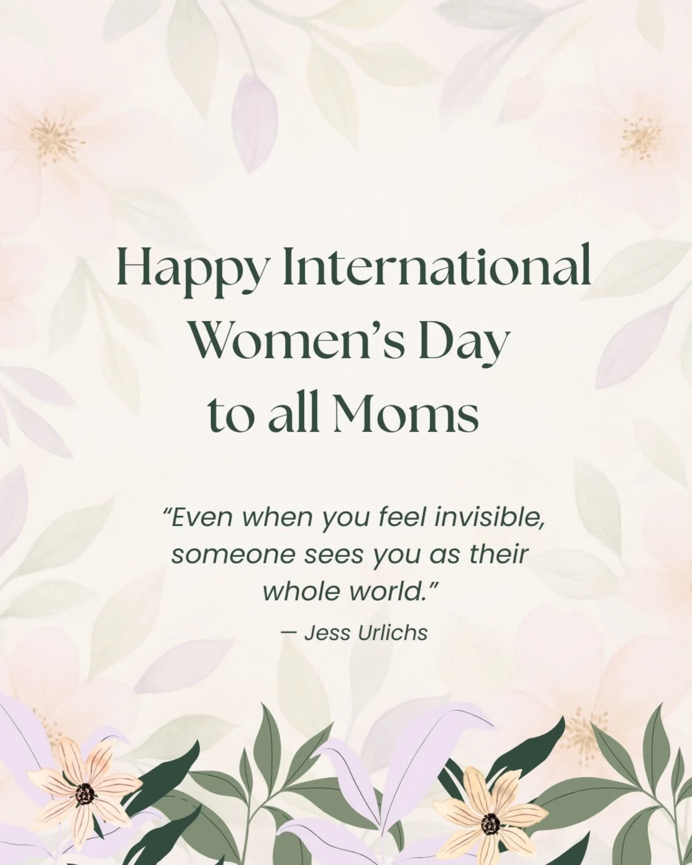 Happy International Women&rsquo;s Day 🌸

Moms &mdash; you are the quiet strength that holds your families together. Day and night, you tend to your children&rsquo;s needs with unwavering love and care. Even in the most exhausting moments, you keep g