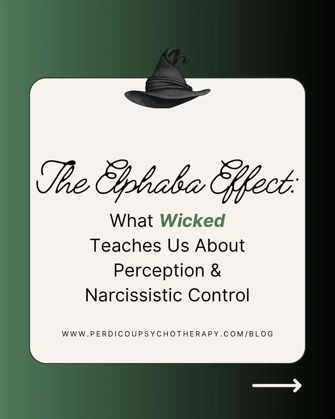 Anybody else READY for the release of #wickedforgood🧙&zwj;♀️💚💖 ?! 

@perdicoupsychotherapy and @therapygenna prepped for the release by writing blogs posts about some of the lessons we can learn from the iconic story! 

✨Check out my blog post &ld