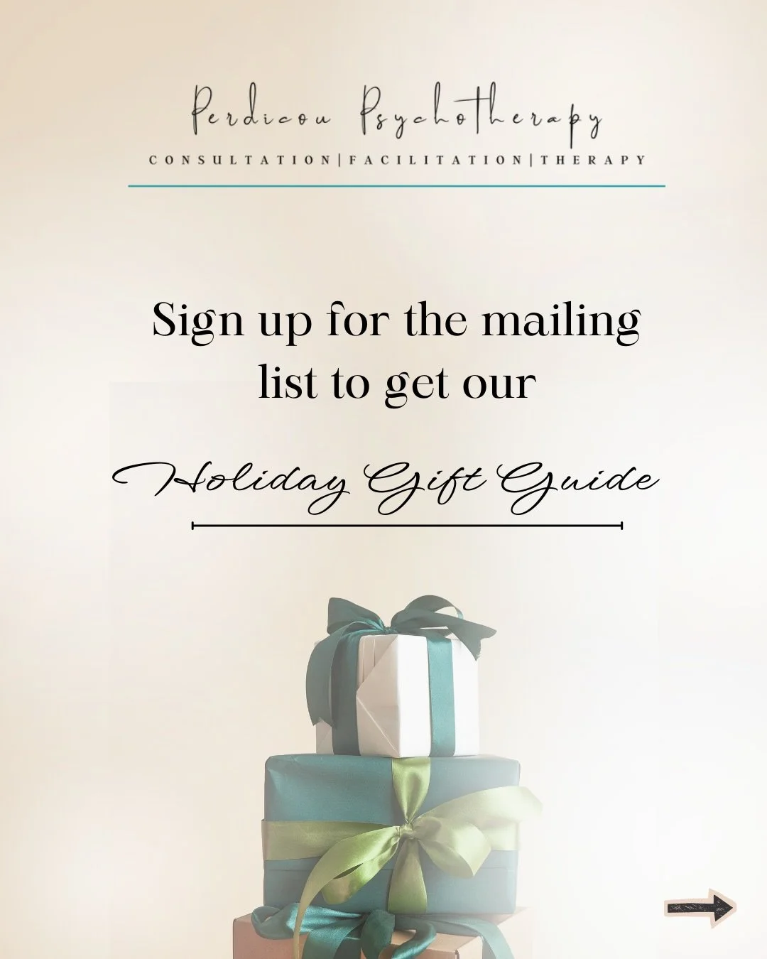 Wondering what&rsquo;s on our gift lists this year?! Sign-up for Perdicou Psychotherapy&rsquo;s mailing list to receive our holiday gift list this year! 

@therapygenna and I have carefully curated a list of businesses and products that we would love