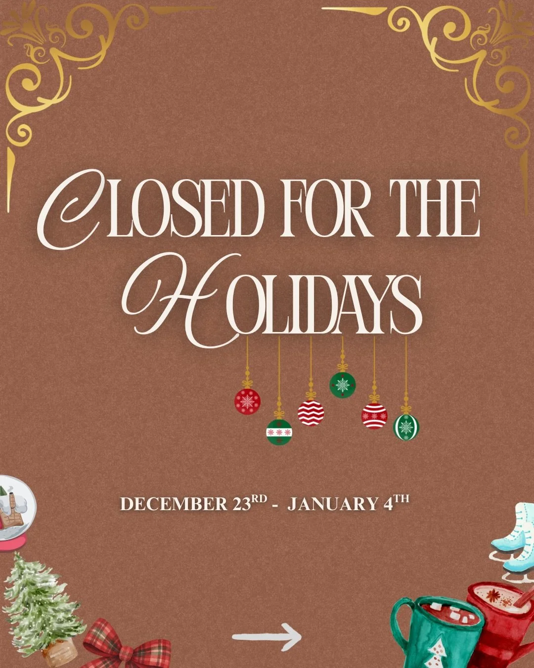We are ✨closed✨ for the holidays!! See you in 2026 ❤️ 

(But still peep me in my stories because I will probably have poor boundaries and not stay off insta 👀😂)