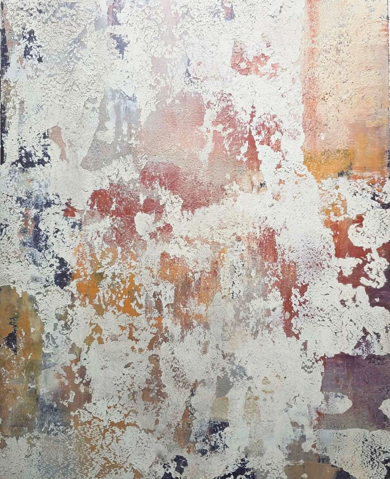 Abstract textured canvas with colorful layers.