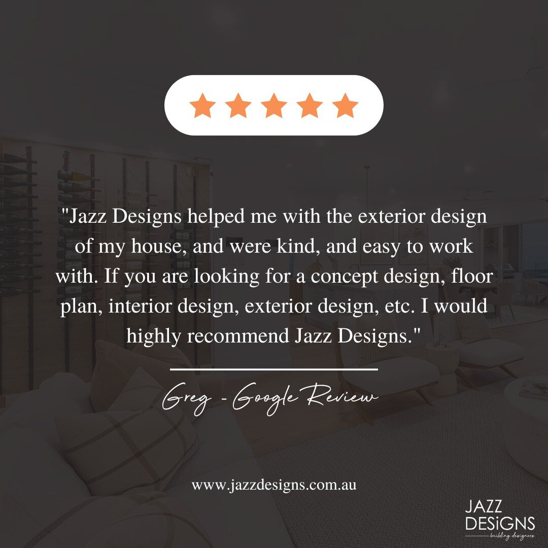 We love working with our clients to create their dream homes and it's great to hear when they love working with us too! 

#happyclients #happycustomers #kindwords #testimonial #jazzdesign #buildingdesigners #custombuilds #renovations #extensions #res