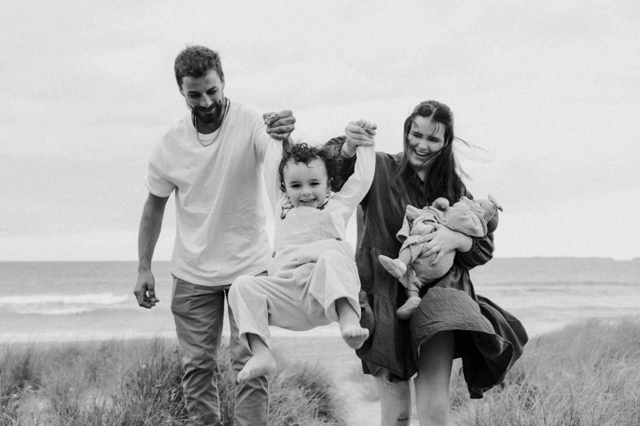 Family photo in black and white