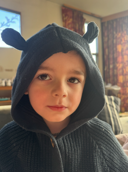 Young boy wearing hoodie