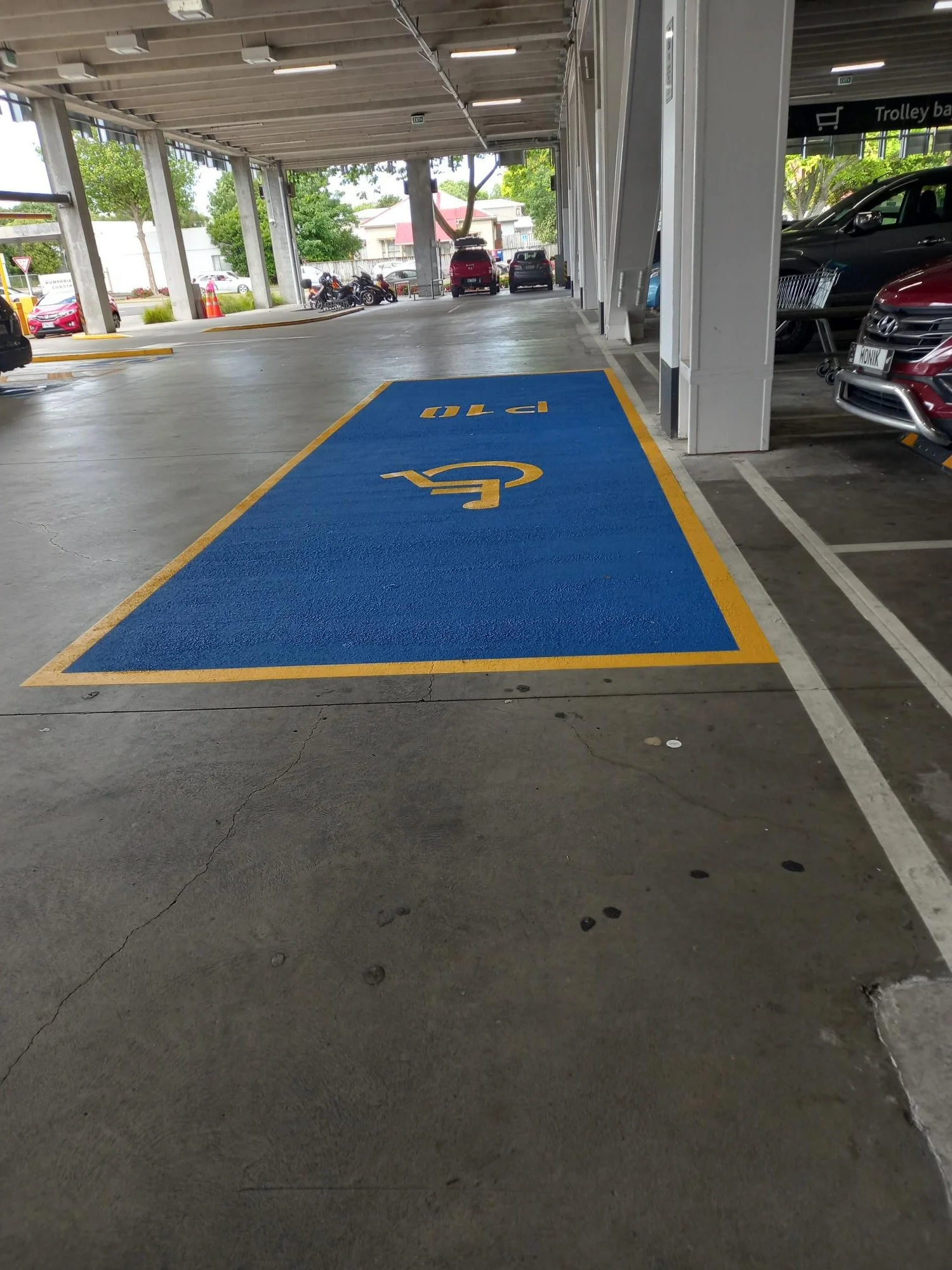 Long mobility park in mall carpark.