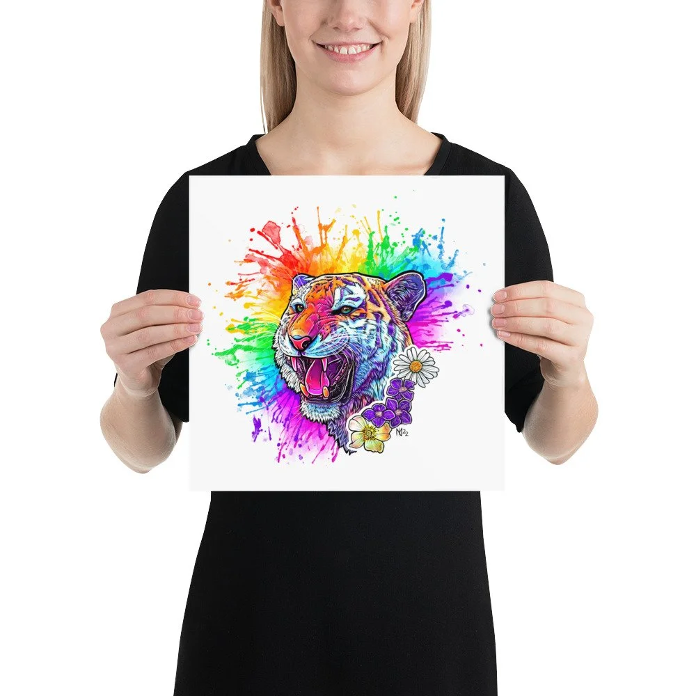 Rainbow Tiger Watercolor Splash (print) — Kirsten McKenzie - Fantasy 3D ...
