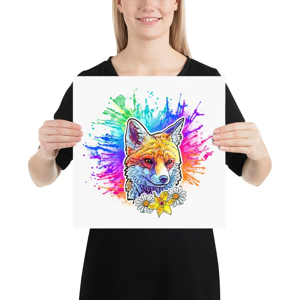 Rainbow Fox Watercolor Splash (print) — Kirsten McKenzie - Fantasy 3D ...