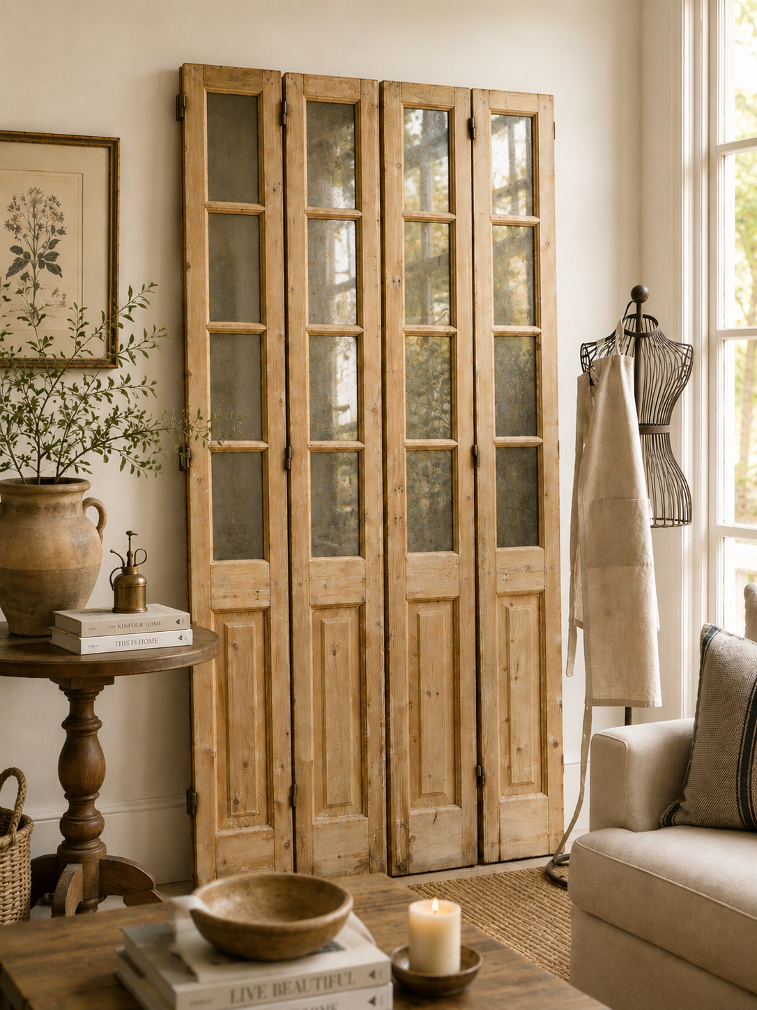 Set of Four Tall Timber Glazed Panels | 234cm