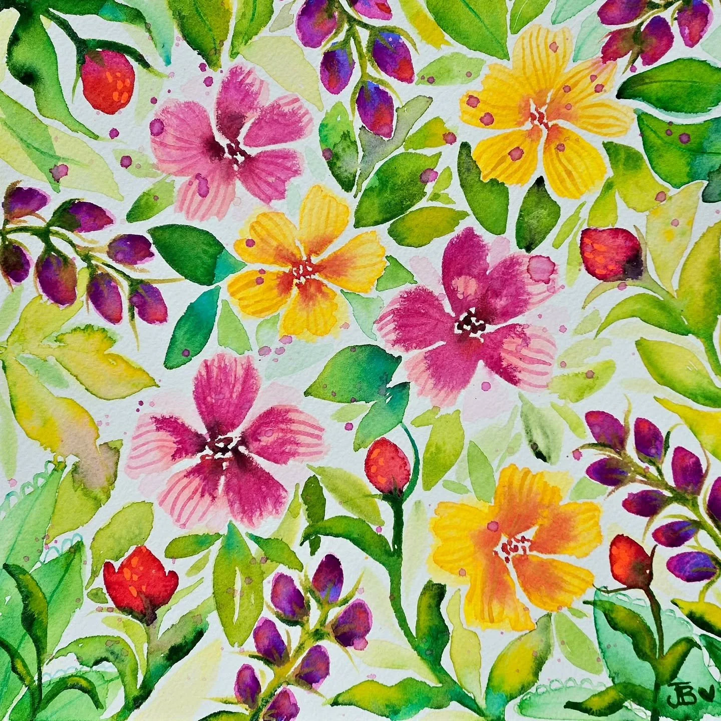 Watercolour floral painted this morning 
20 x 20cm

#fizzbubbleartanddesign #watercolourartist #watercolourflorals #prettycolours #adelaide