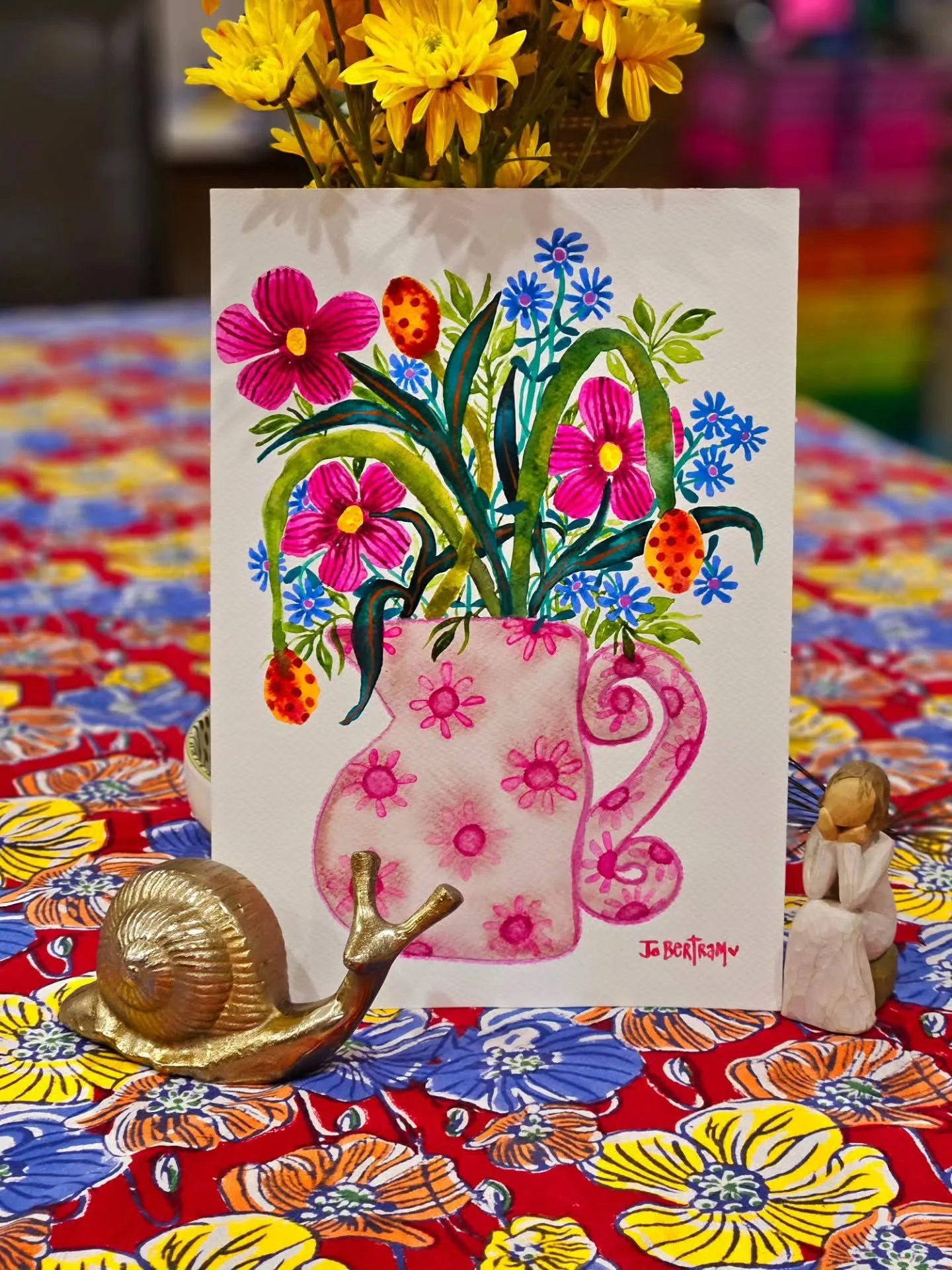 Milk Jug with Flowers in watercolour

#fizzbubbleartanddesign #watercolour #whimsical #flowersandmilkjug #adelaideartist