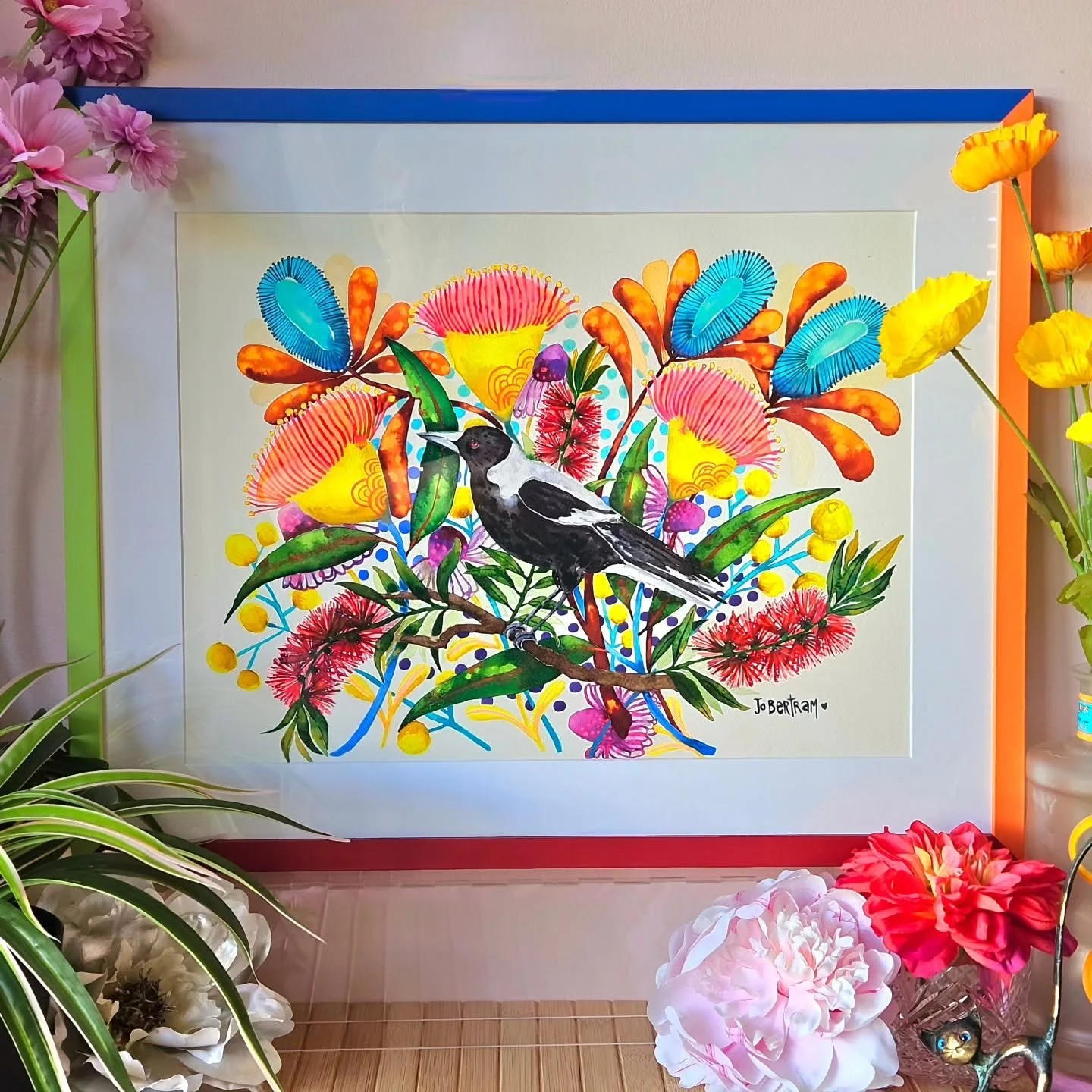 How gorgeous does 'Maggie' look in this incredible rainbow frame by @upinframessa !!! 

Available to purchase (although she looks pretty good on my wall with the blue pot underneath!)

Watercolour and gouache on 300gsm cotton paper

#fizzbubbleartand