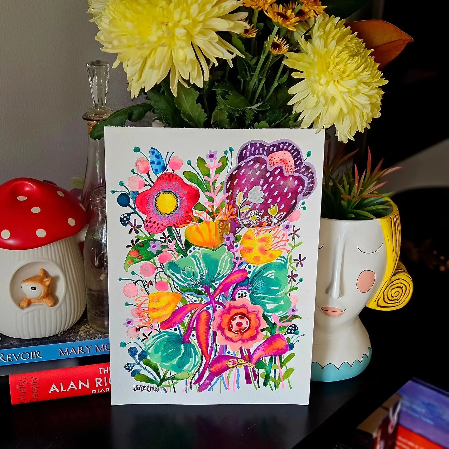 I would like to be a little tiny fairy living amongst the flowers in this pretty garden

Watercolour and gouache on cold pressed 300gsm paper

#fizzbubbleartanddesign #watercolourartist #flowers #magical #whimscal
