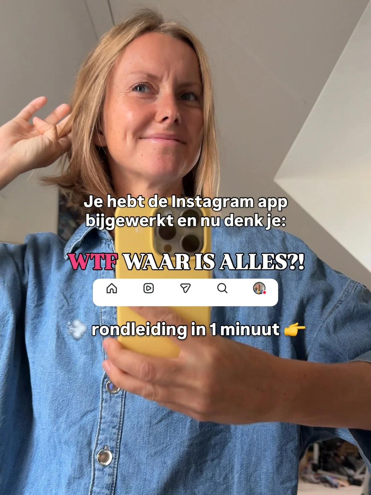 Snelle rondleiding π¨ 
Als je de Insta app hebt geupdate, is alles ineens anders! 
Ik laat je in 1 minuut zien hoe en wat.
En trouwens: do you get the hint?
Reels en DMs zijn zo zichtbaar als nooit eerder. 
Oftewel: zo belangrijk π²β
Deel dit met